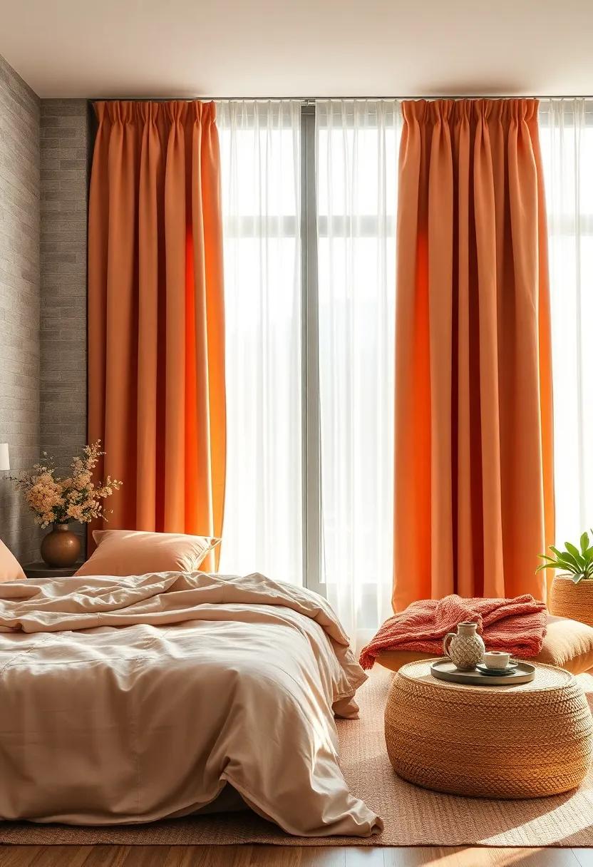 Ruffled Curtains in Warm,⁤ inviting Shades