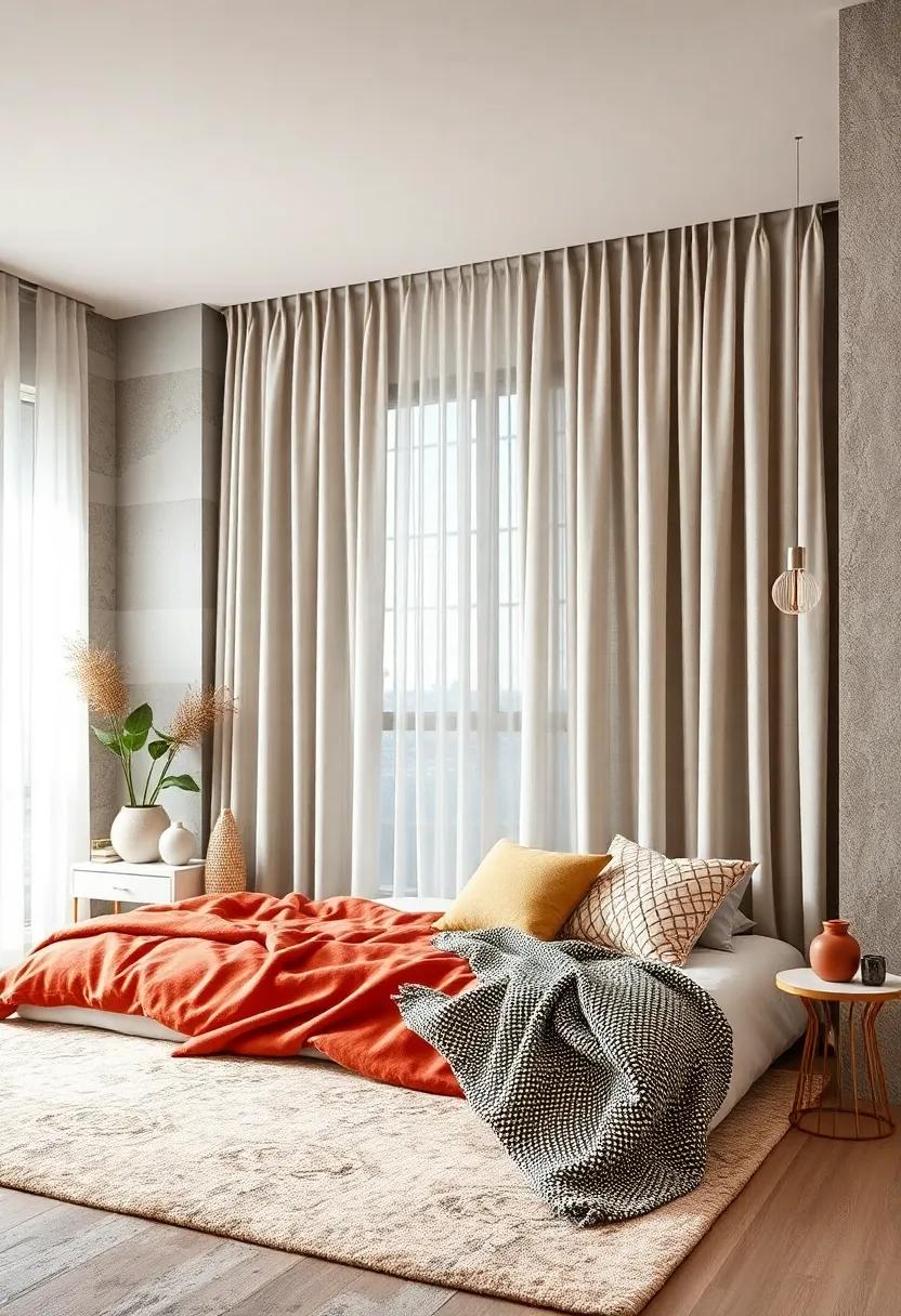 Neutral Toned Curtains with Subtle Metallic Accents