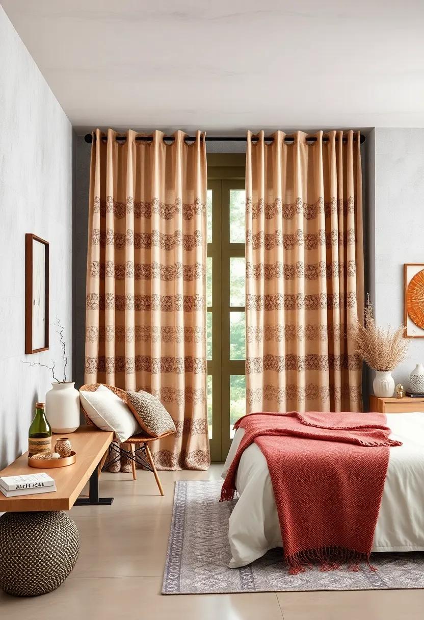 Tassel-Edged Curtains with Geometric‍ prints