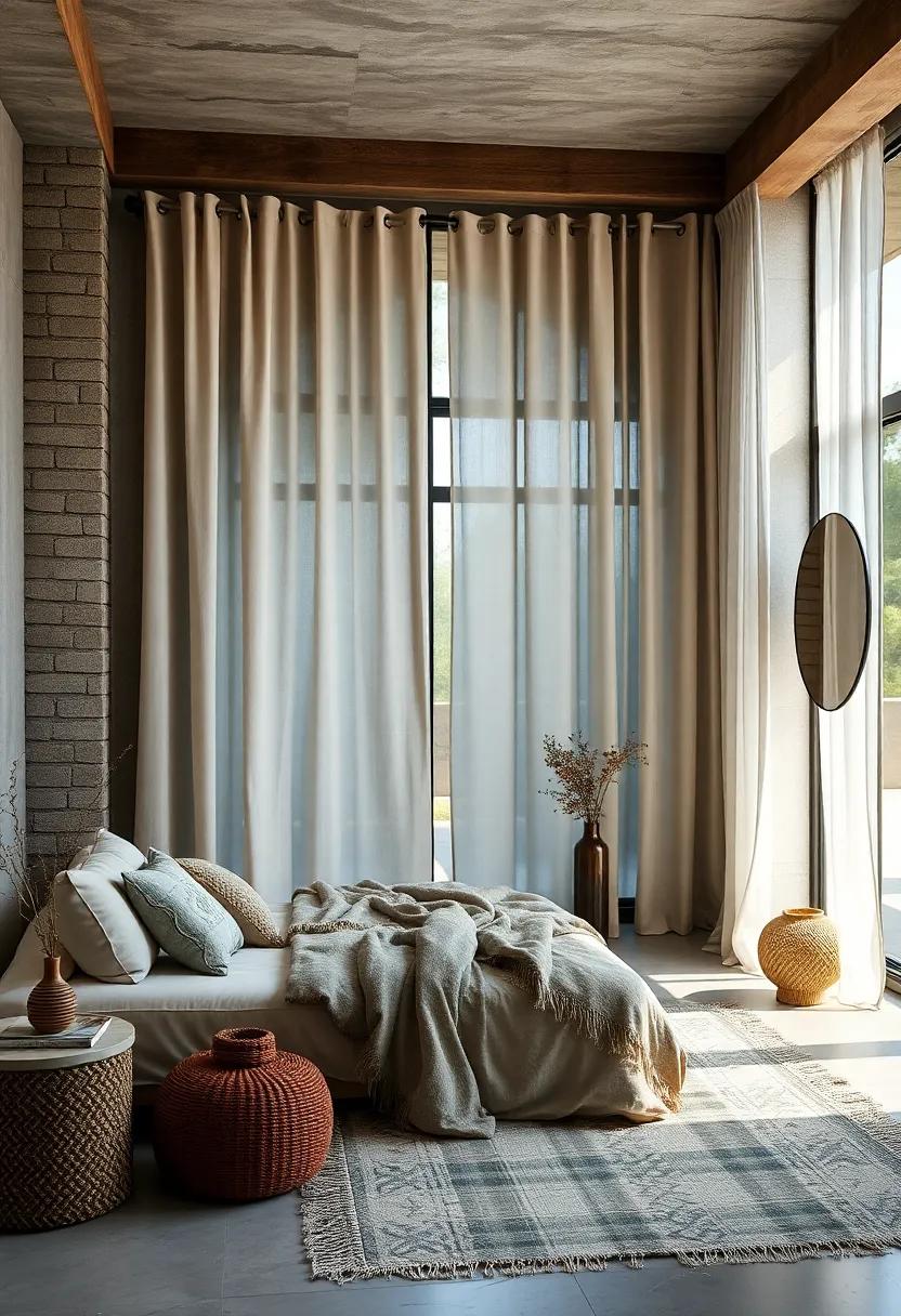 Raw Edge Cotton ⁣Drapes with Natural Dye