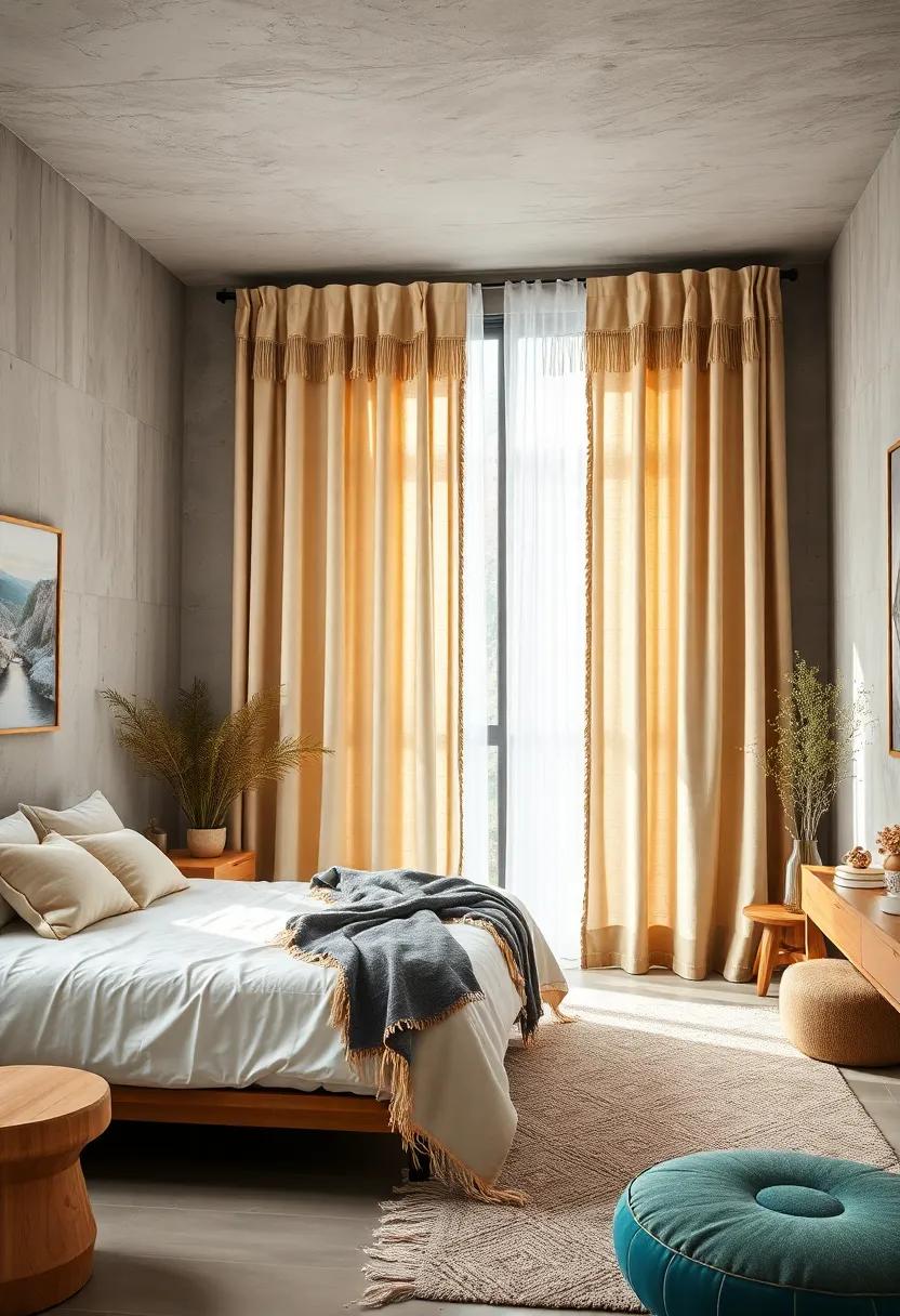 Lightweight Canvas Curtains with Fringe Details
