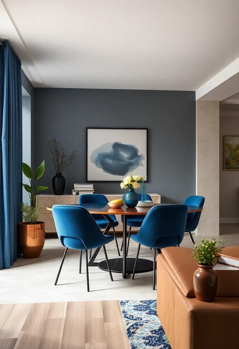 Navy Blue Dining Chairs‍ with⁣ Black Steel Legs ‍for Modern Elegance