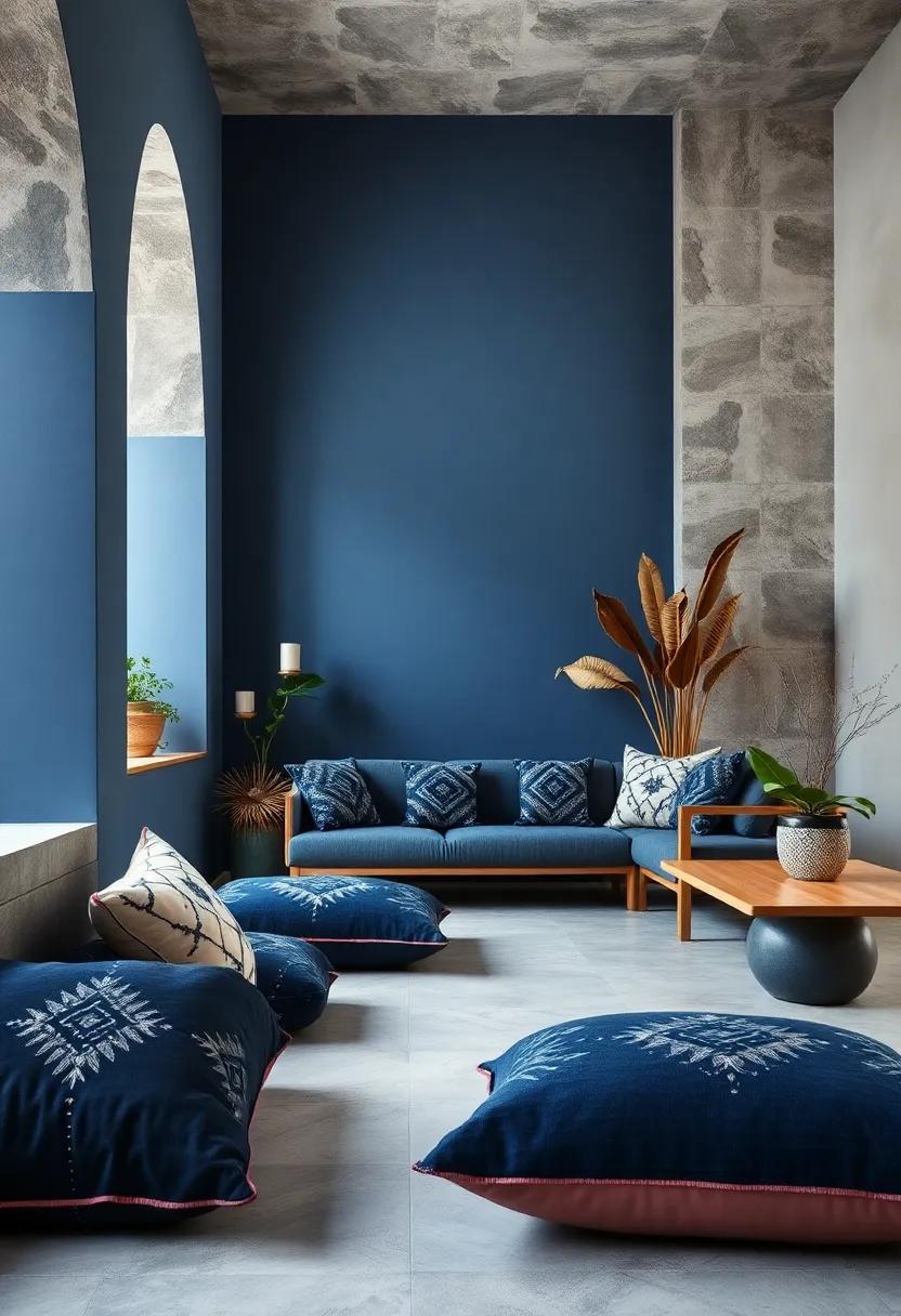 Navy Blue Bedding ⁣with Black Throw Pillows for a Cozy Bedroom