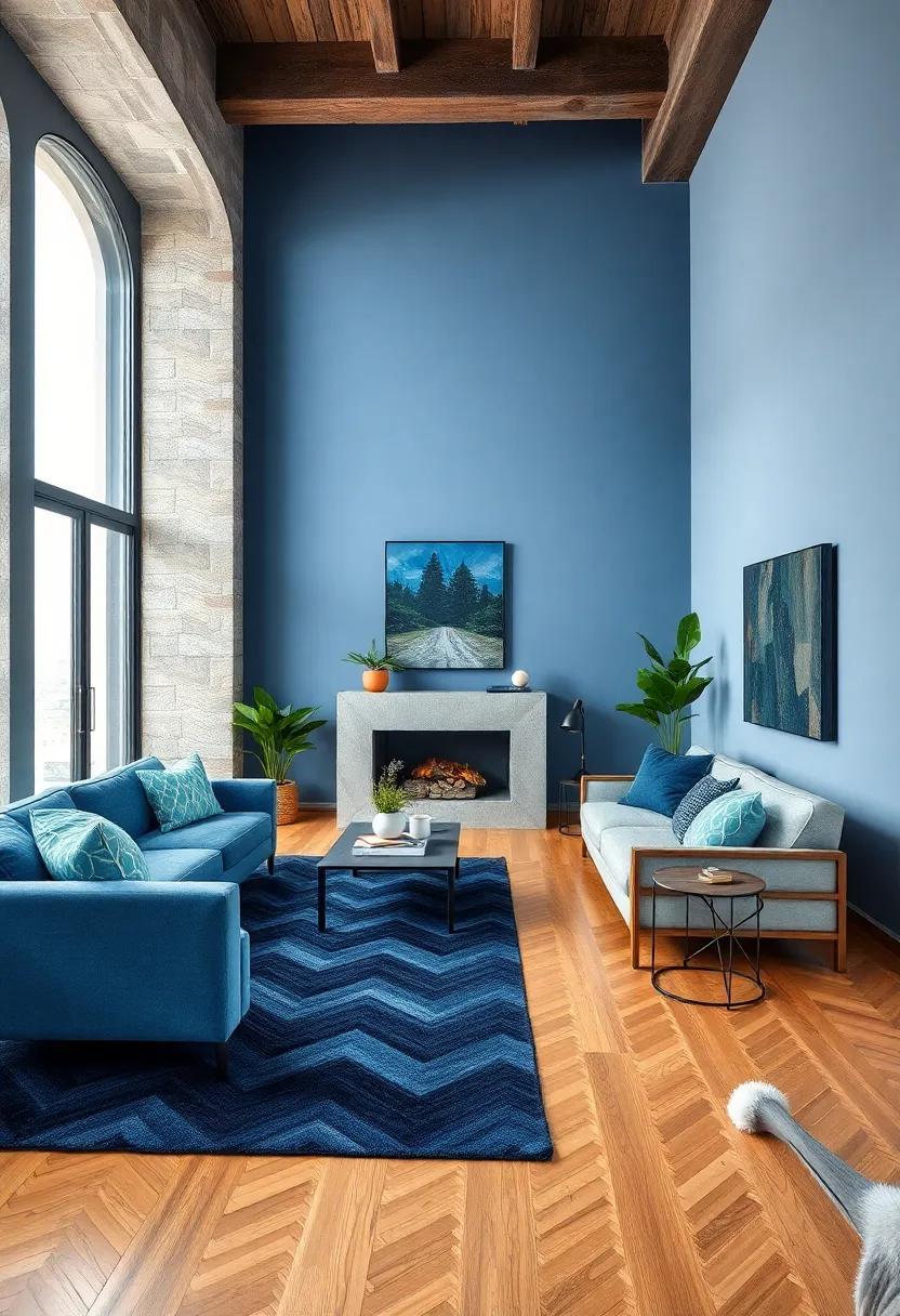 Navy blue and Black Chevron Rug to Add Dynamic Floor Interest