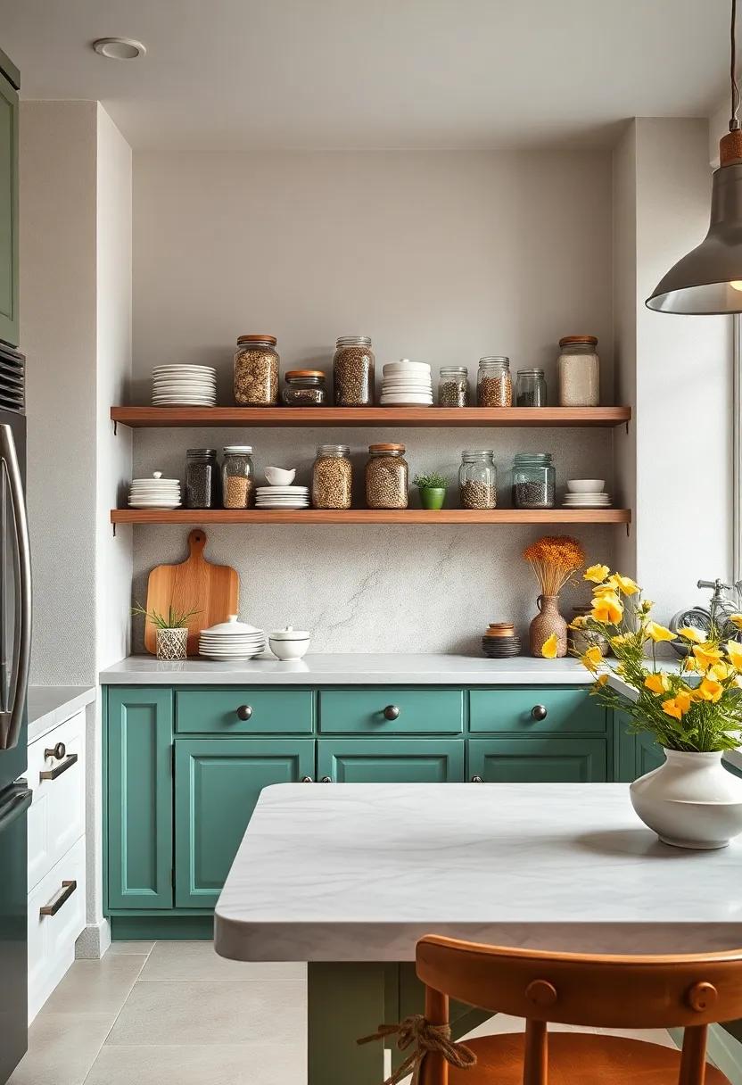 Display a collection of classic canning jars filled with dried herbs⁤ or spices on open ‍shelves