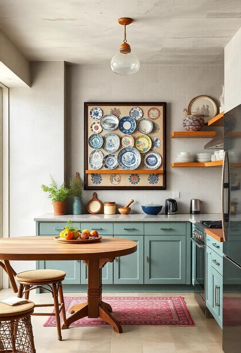 frame collectible vintage dishware ​patterns to create unique kitchen artwork
