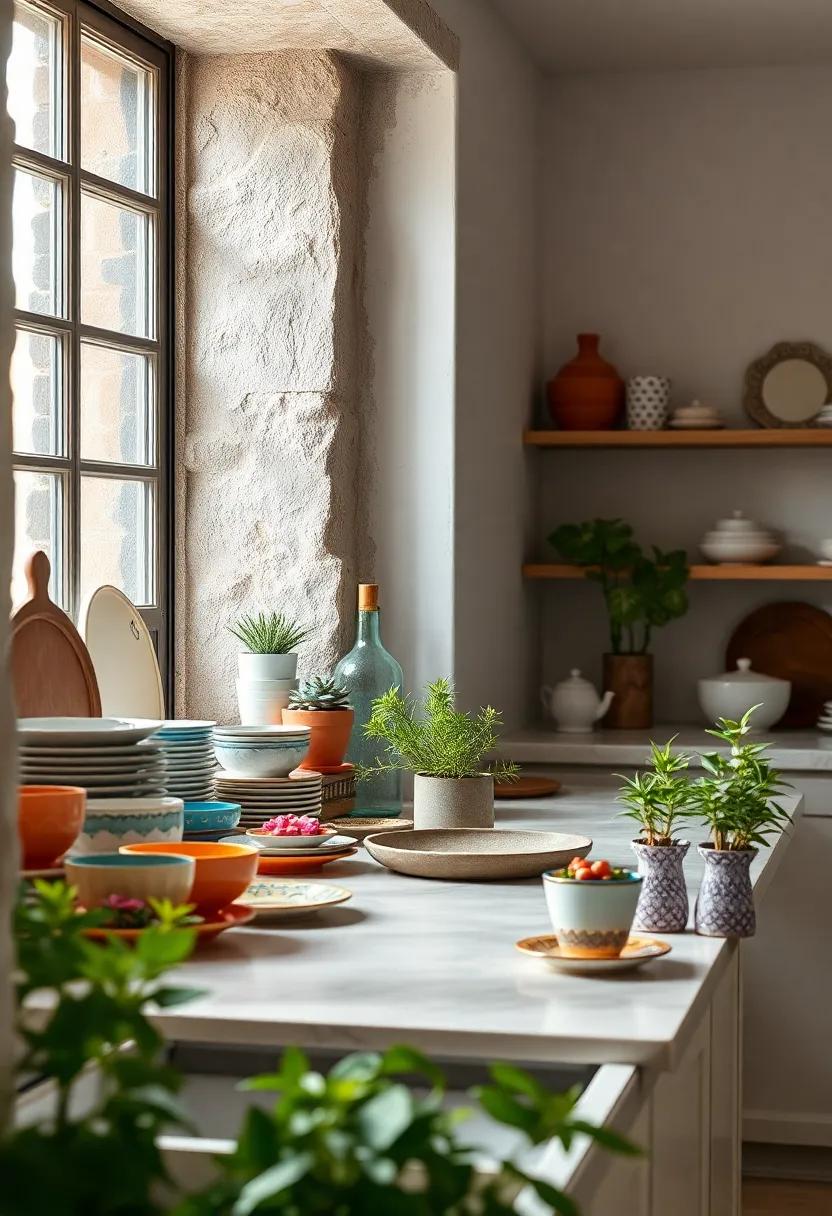 line a windowsill with small, colorful ‌saucers and planters for a quirky garden display