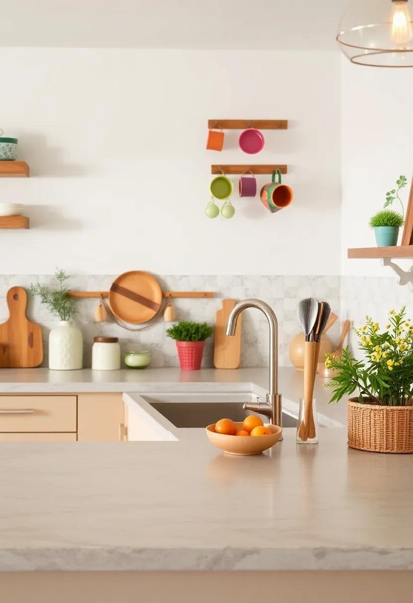 Stack mismatched vintage mugs on hooks ‌above the ⁣sink for easy access and visual interest