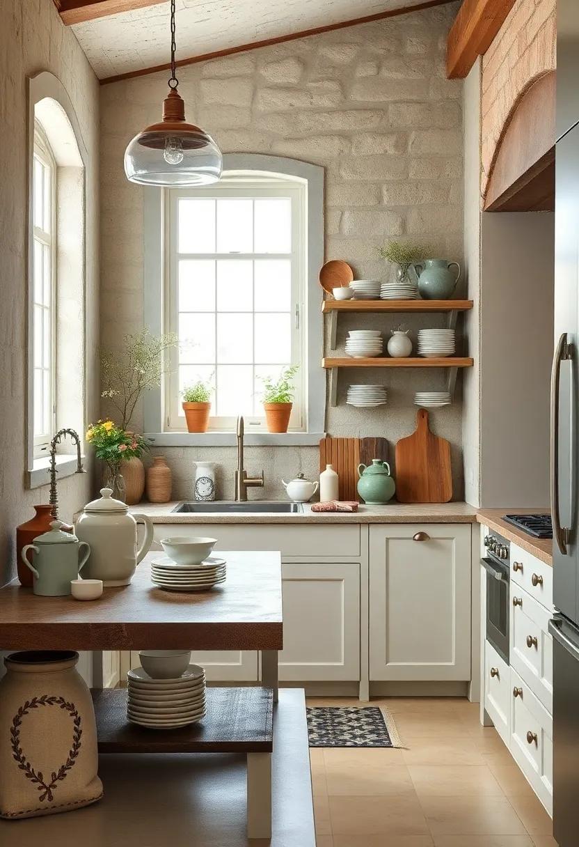 Use old-fashioned glass butter⁣ crocks as storage for kitchen essentials​ with vintage appeal