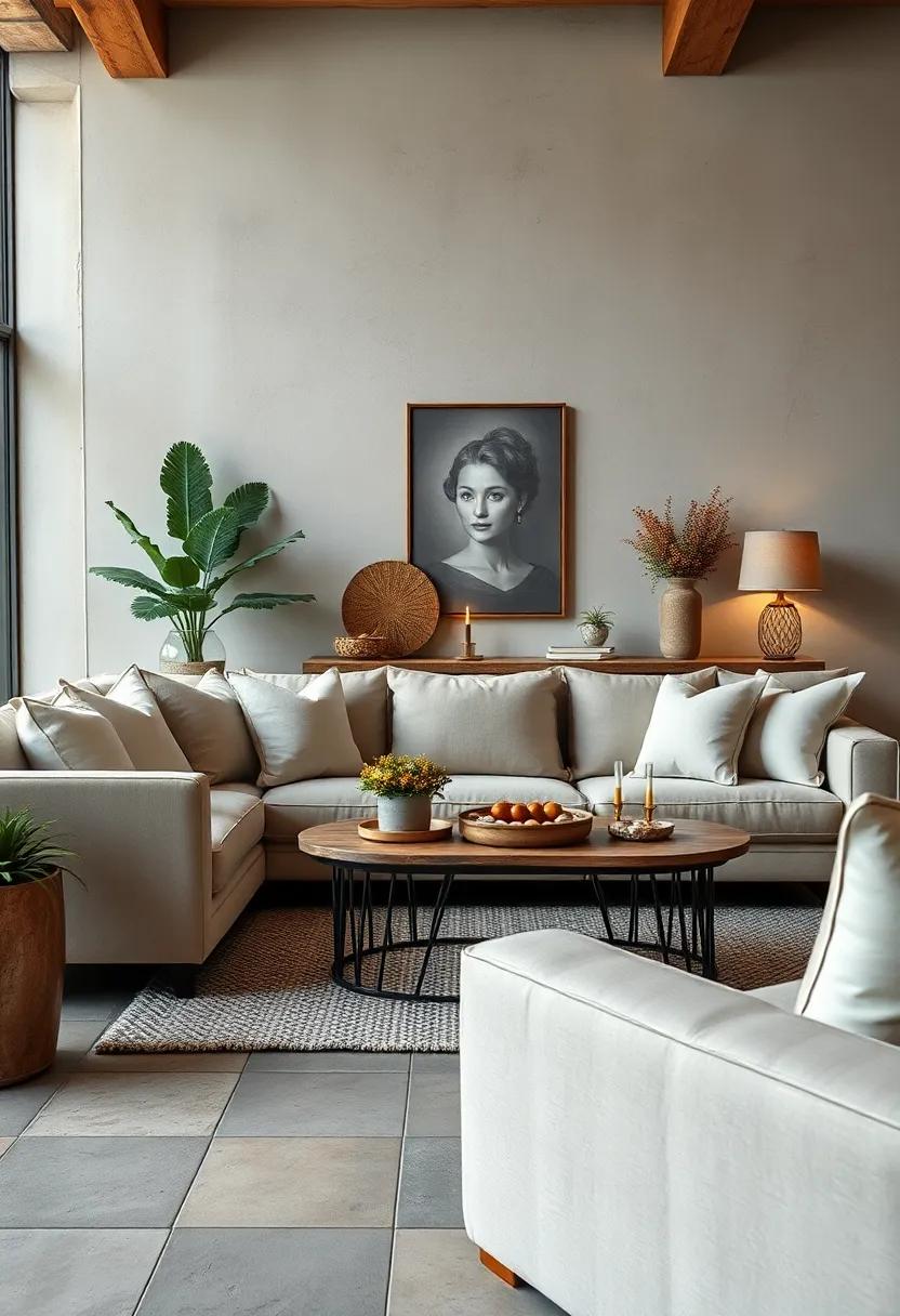 Soft Linen Cushions Paired with Rustic Iron Accents for Balanced Comfort