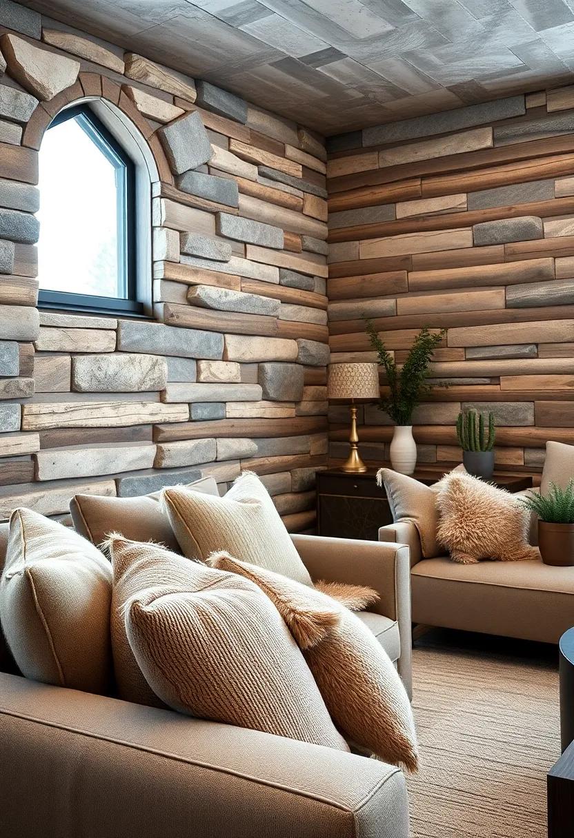 Log cabin walls Complemented by Cozy Woolen Cushions in Neutral Shades