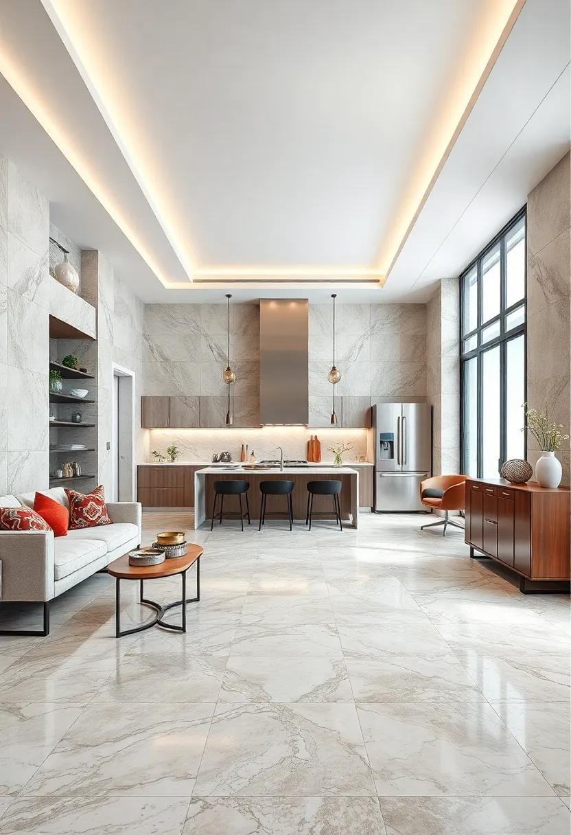 Marble Flooring with Intricate‍ Inlay⁤ Designs