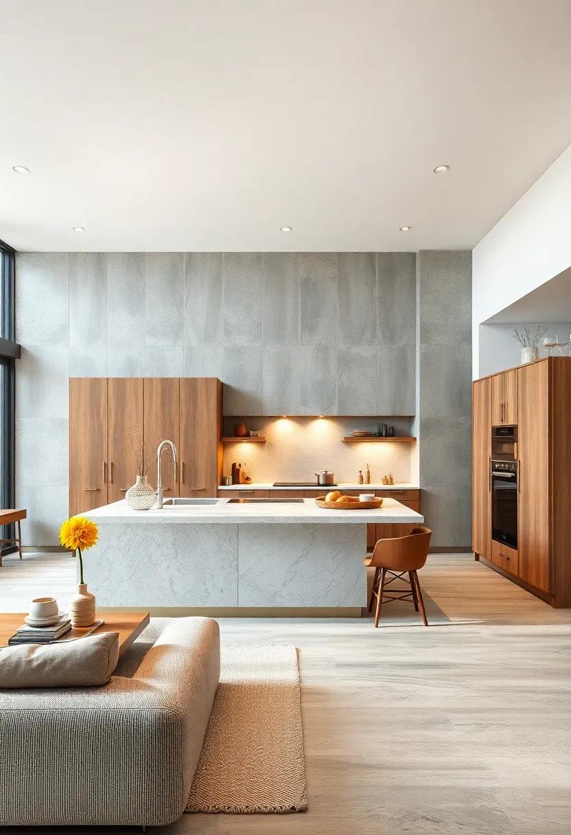 minimalist Open Concept Layouts with Floating Cabinets