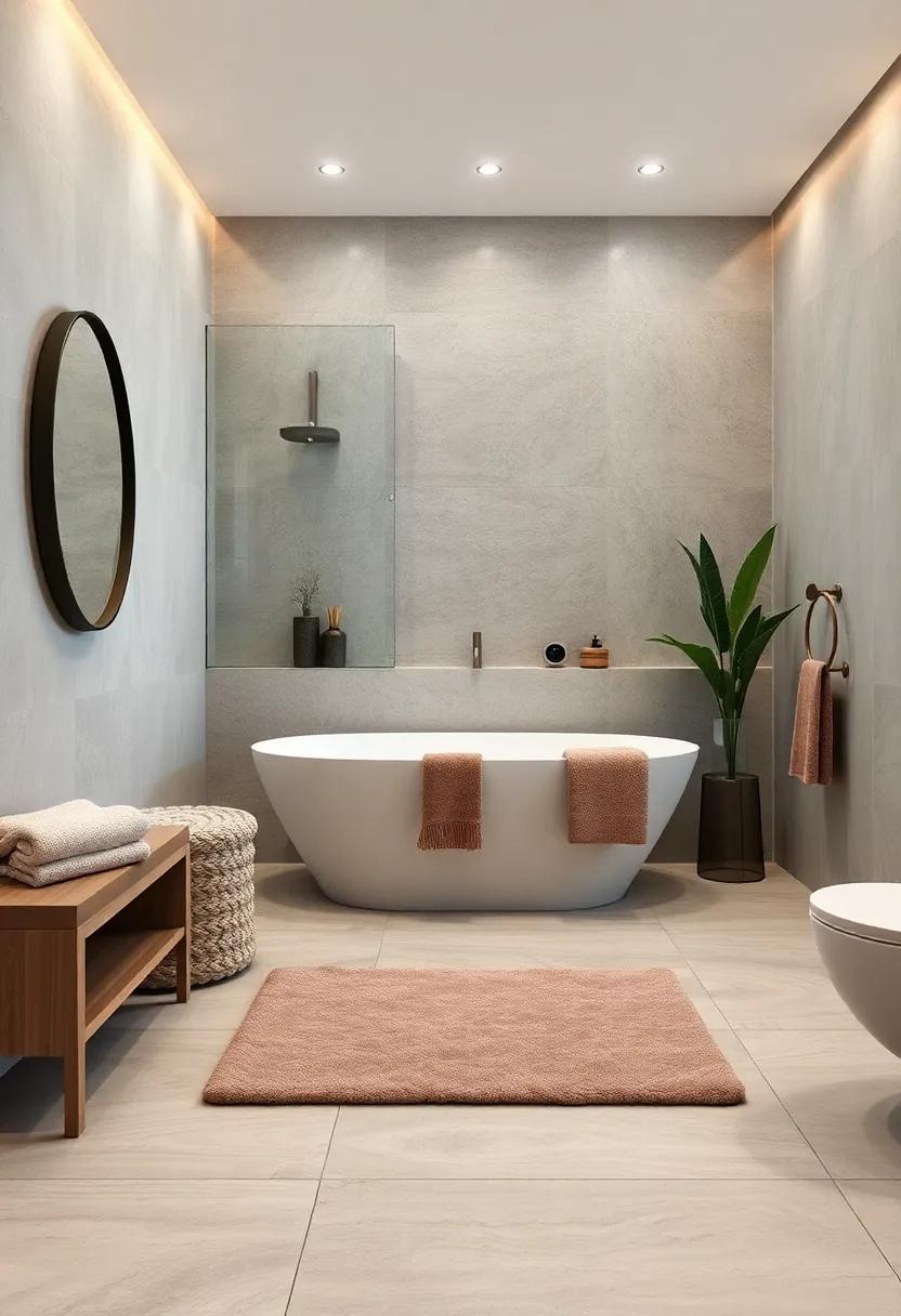 Place a plush, neutral-toned⁢ bath mat to add warmth and comfort