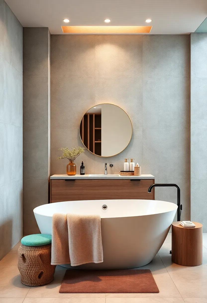 Layer soft, oversized‍ bath towels in muted colors within easy reach of the tub