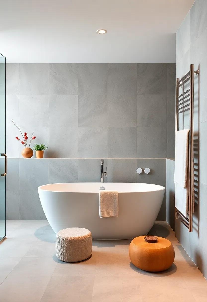 Introduce a minimalist towel rack in polished chrome to keep the space sleek