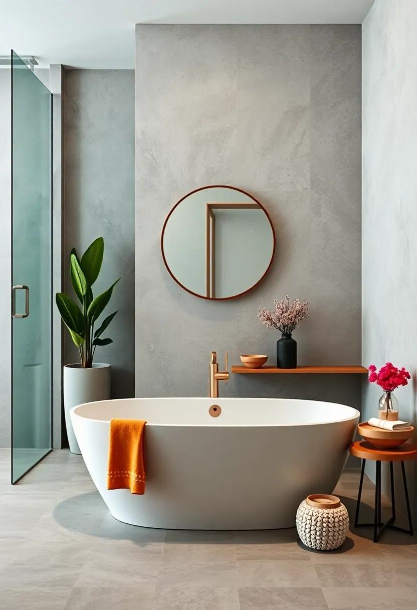 Choose a round mirror​ with a thin metal​ frame to complement the⁣ tub's curves