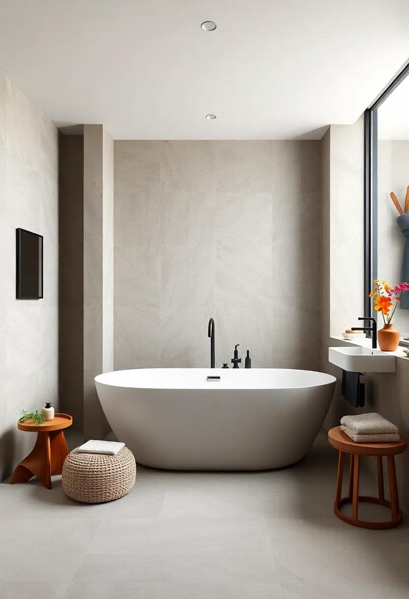 Install a floating vanity with clean lines to maintain an open, airy feel