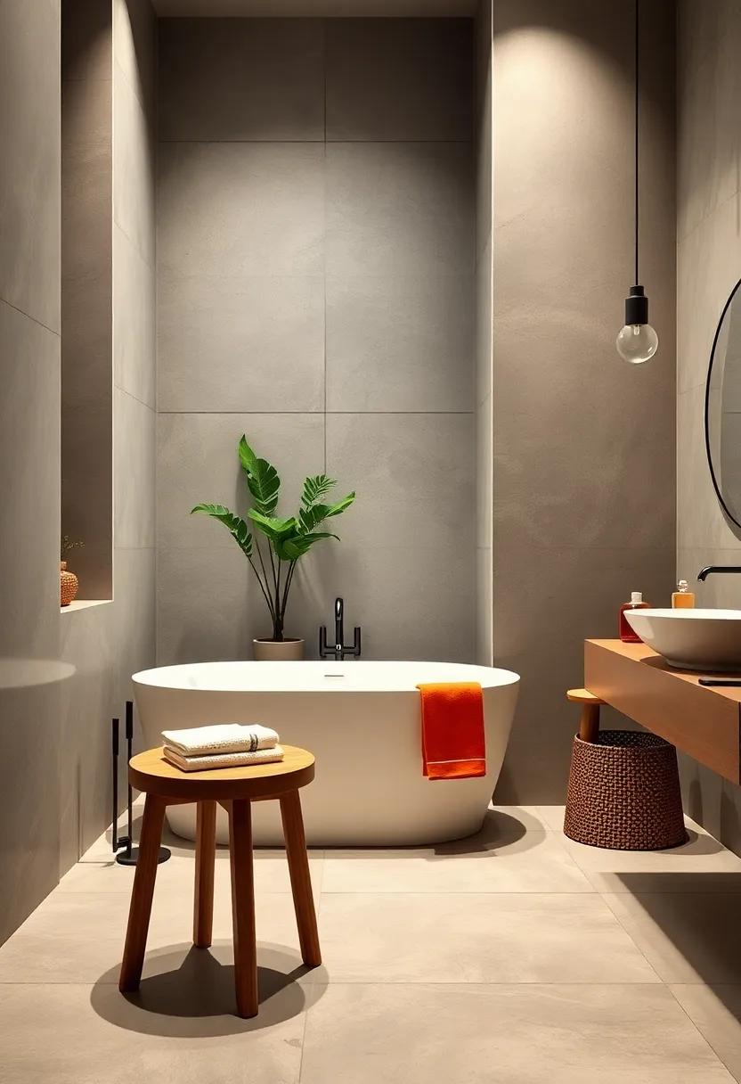 Place a ⁤minimalist wooden stool next ‍to the tub for functional elegance