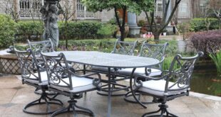 Our Take On The Outdoor Aluminum 7 Piece Blue Dining Set