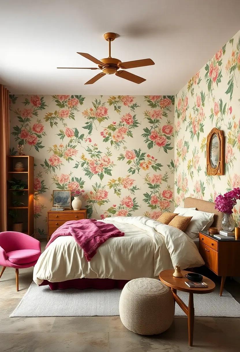 Incorporate Vintage Floral Wallpaper for a Soft, Romantic Atmosphere