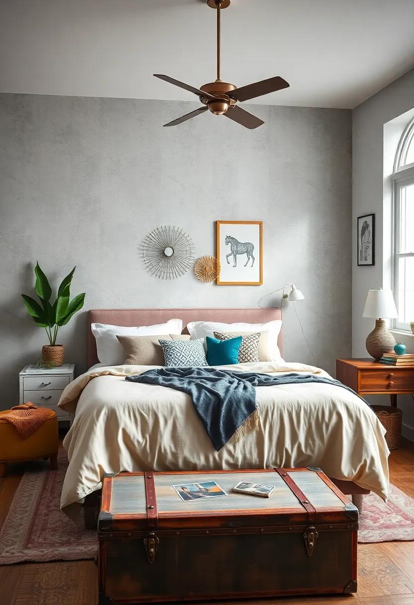 Place a Vintage Trunk at the Foot of the Bed for Stylish Storage