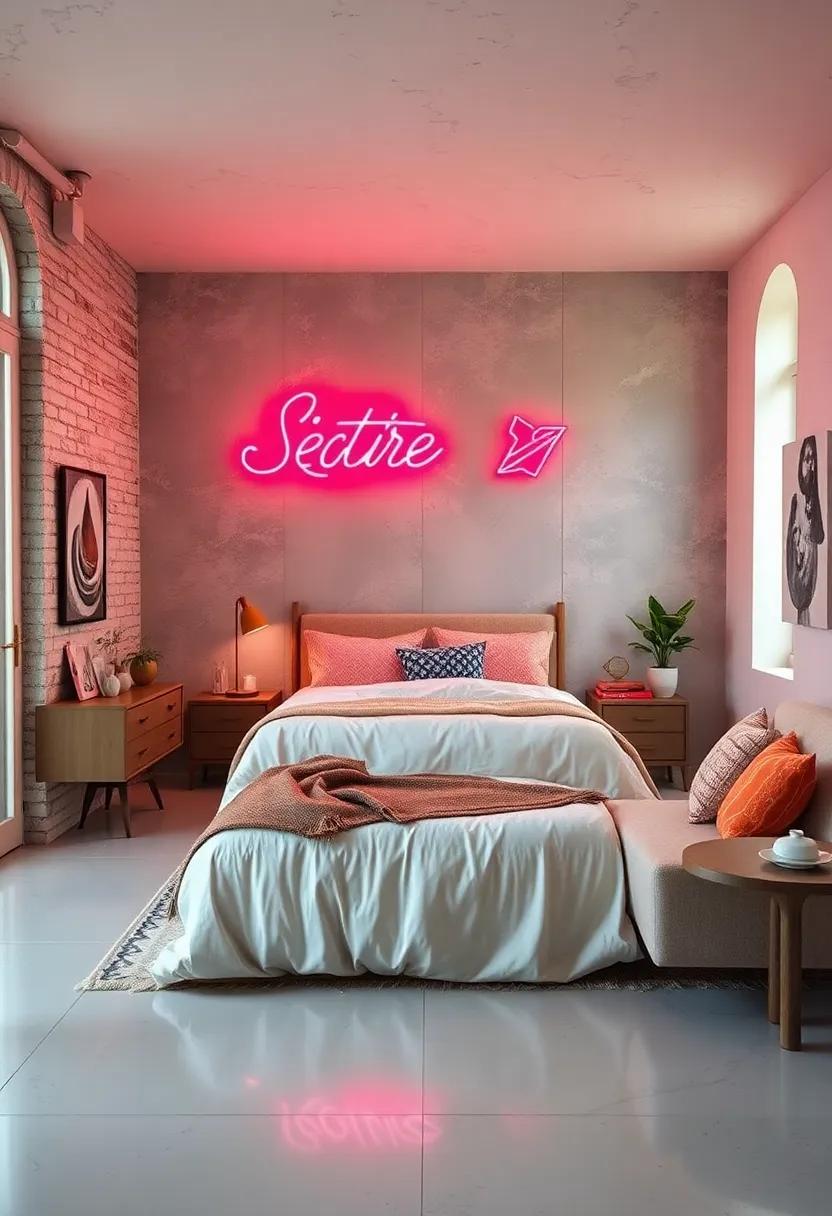 Add Pops of Neon Signage or Lamps for a Fun, 80s-Inspired Accent