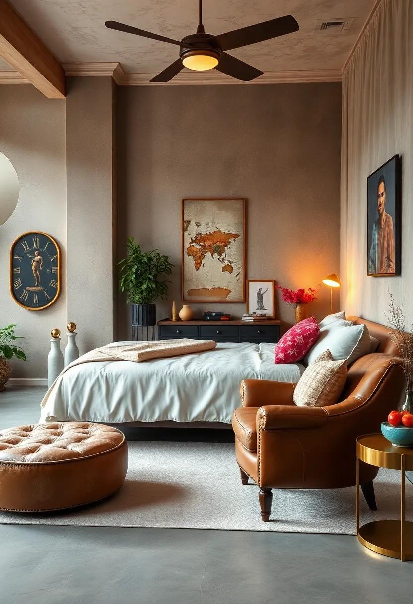 Use Distressed Leather Armchairs or Ottomans to elevate Retro Style