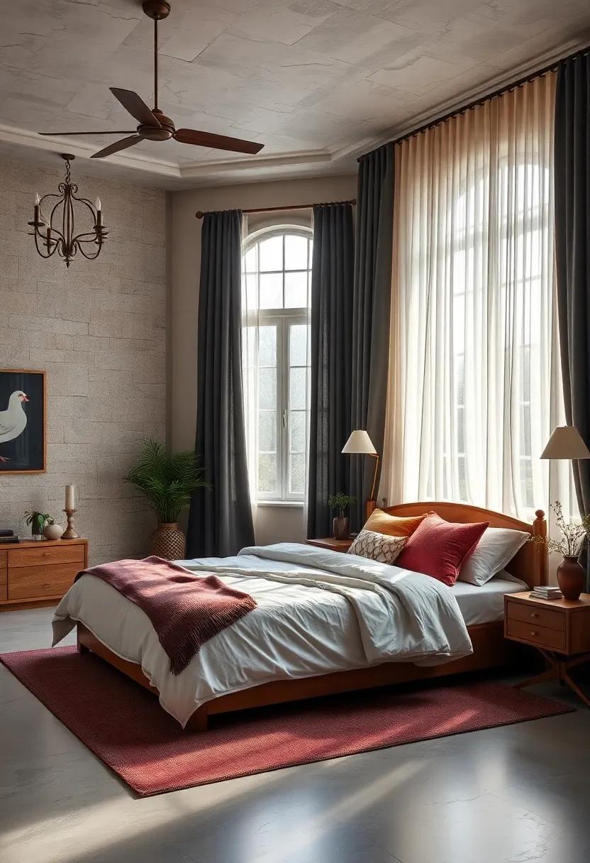 Dress Windows with Sheer Curtains Paired with dark Drapes for contrast