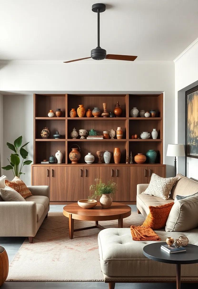 display a collection of ‌quirky, vintage ceramic vases on ⁢open shelves​ to bring unexpected charm and texture