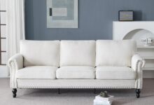 Our Take on the Nailhead Trim Faux Leather Sofa for Living Rooms