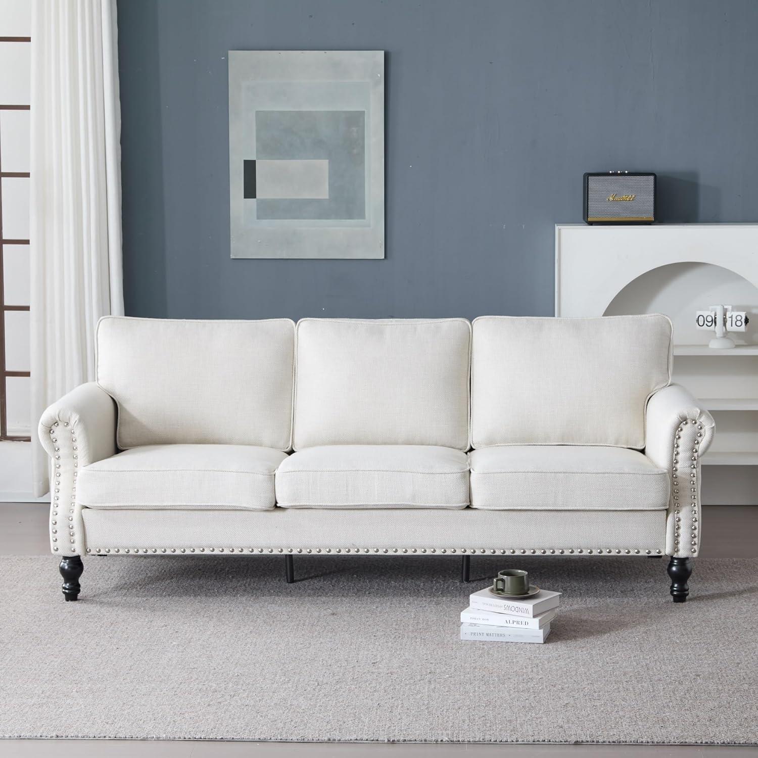 Our Take on the Nailhead Trim Faux Leather Sofa for Living Rooms