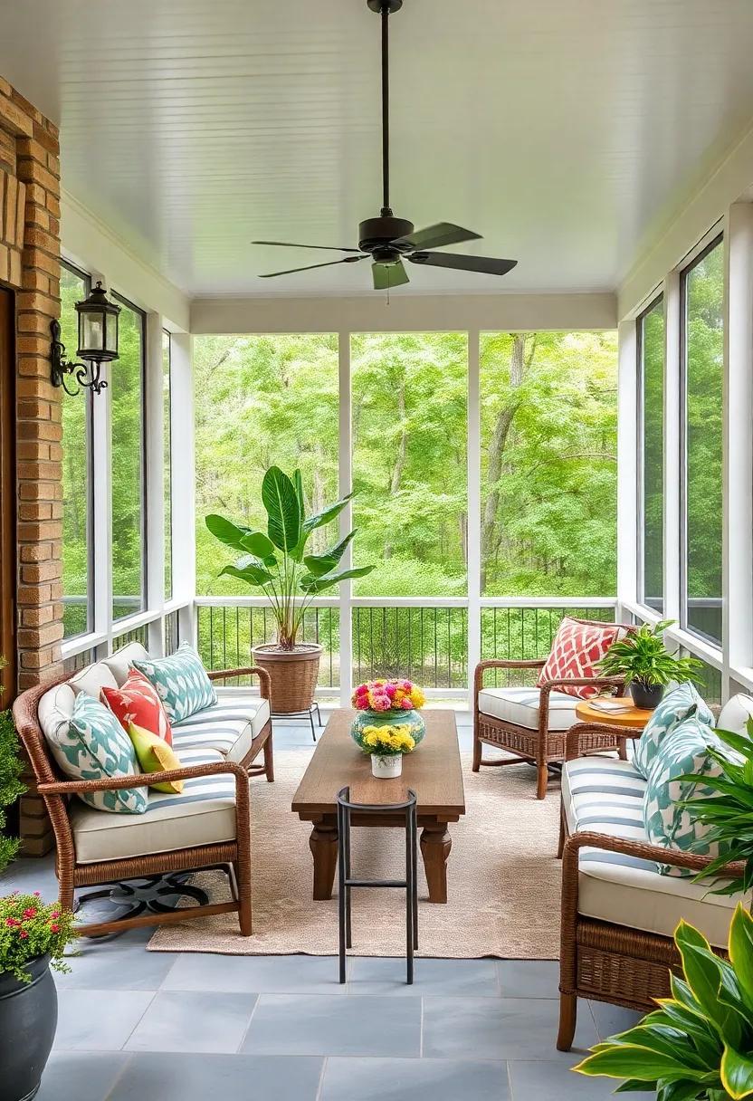 22 Stylish Screened Porch Ideas with Patterned Cushions to Elevate Your Space