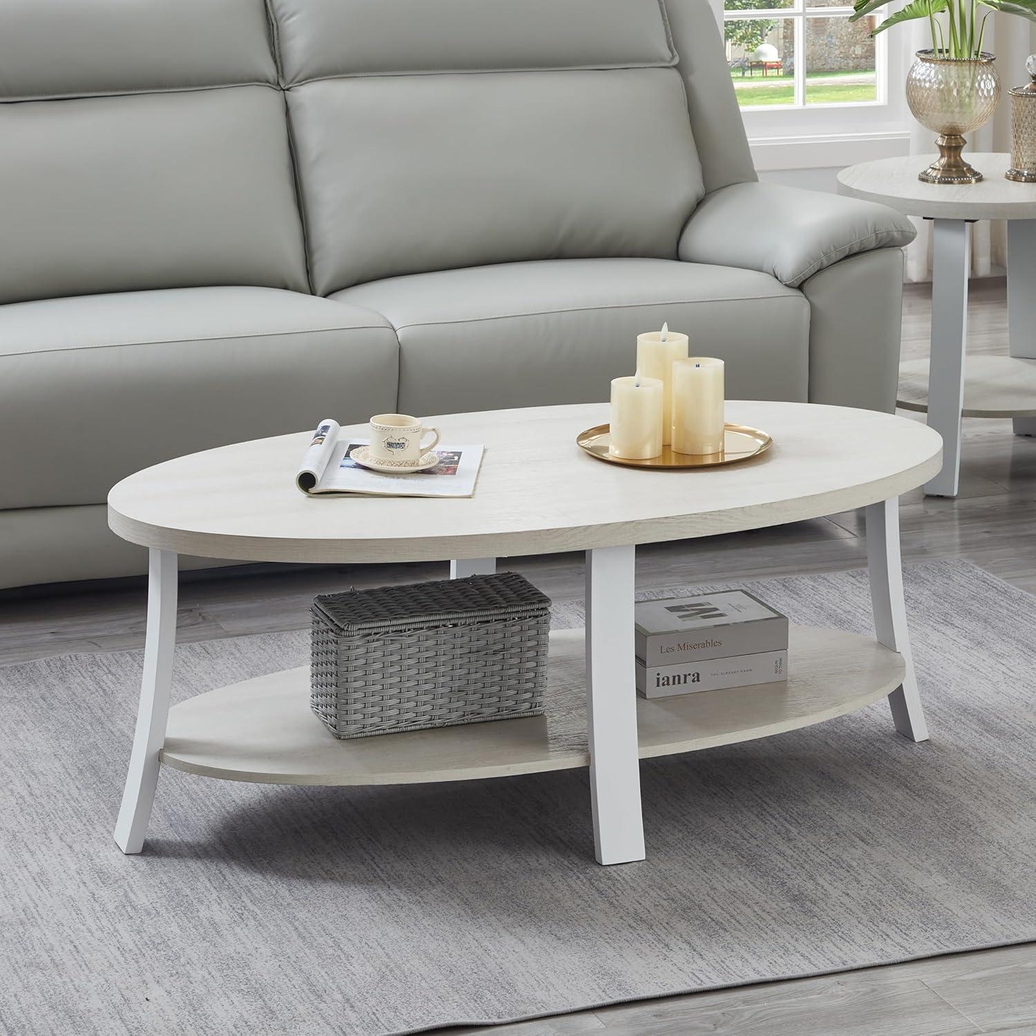 Why We Love the Roundhill Anze Oval Coffee Table in White