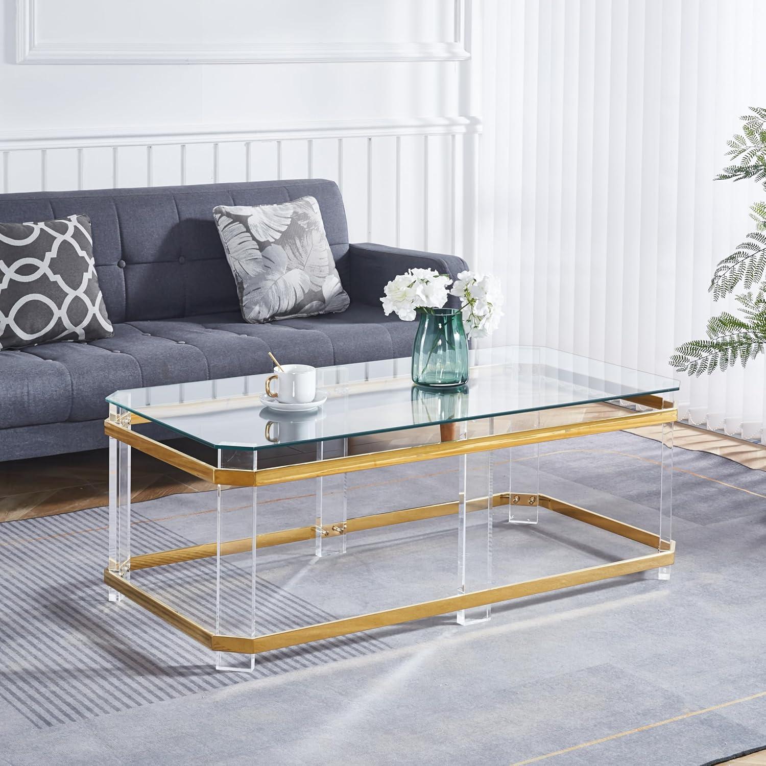Our Take on the Sleek Glass Coffee Table with Gold Accents