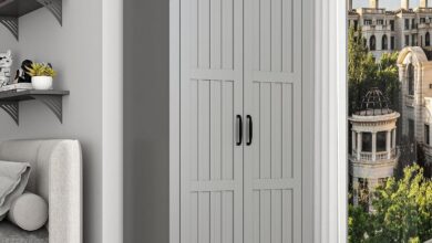 How We Made Space Work with This Gray 2-Door Wardrobe
