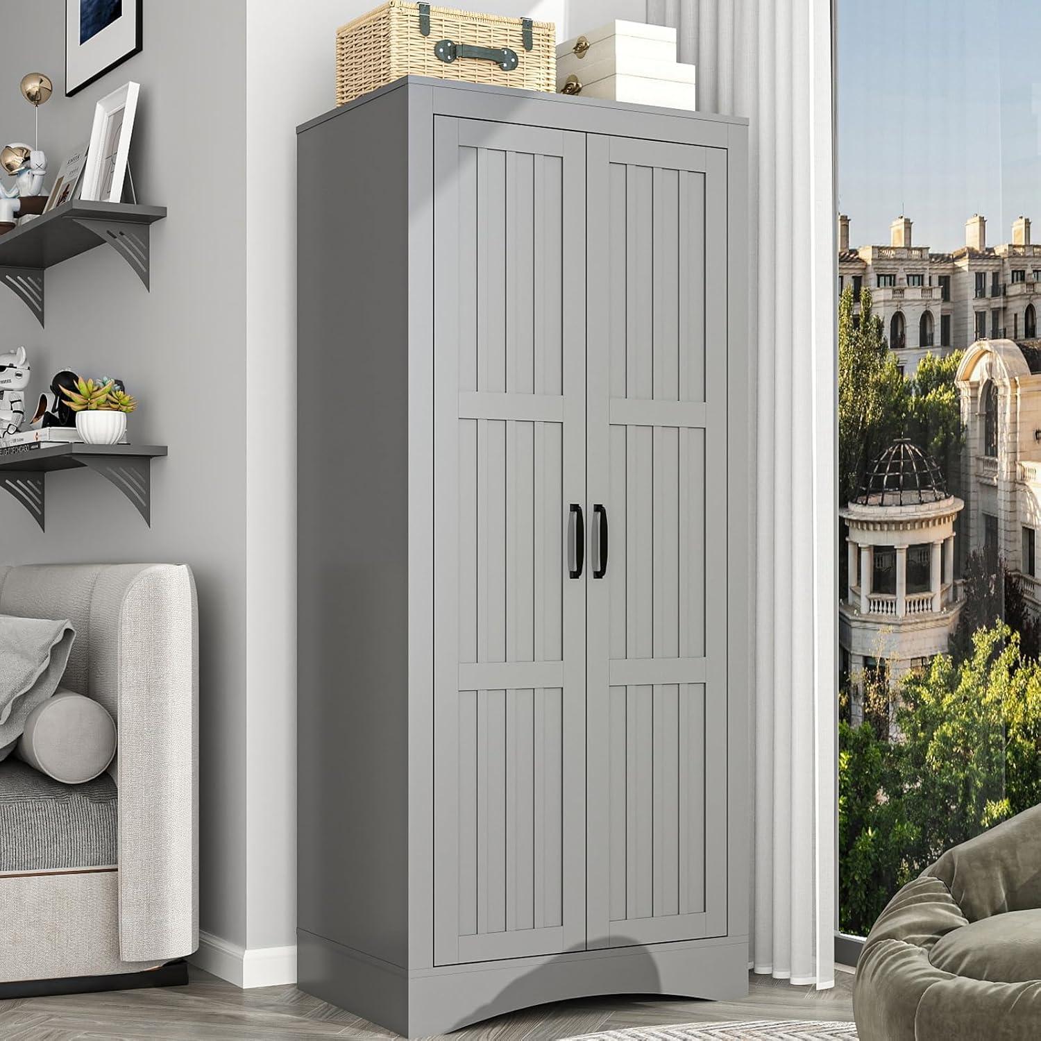 How We Made Space Work with This Gray 2-Door Wardrobe
