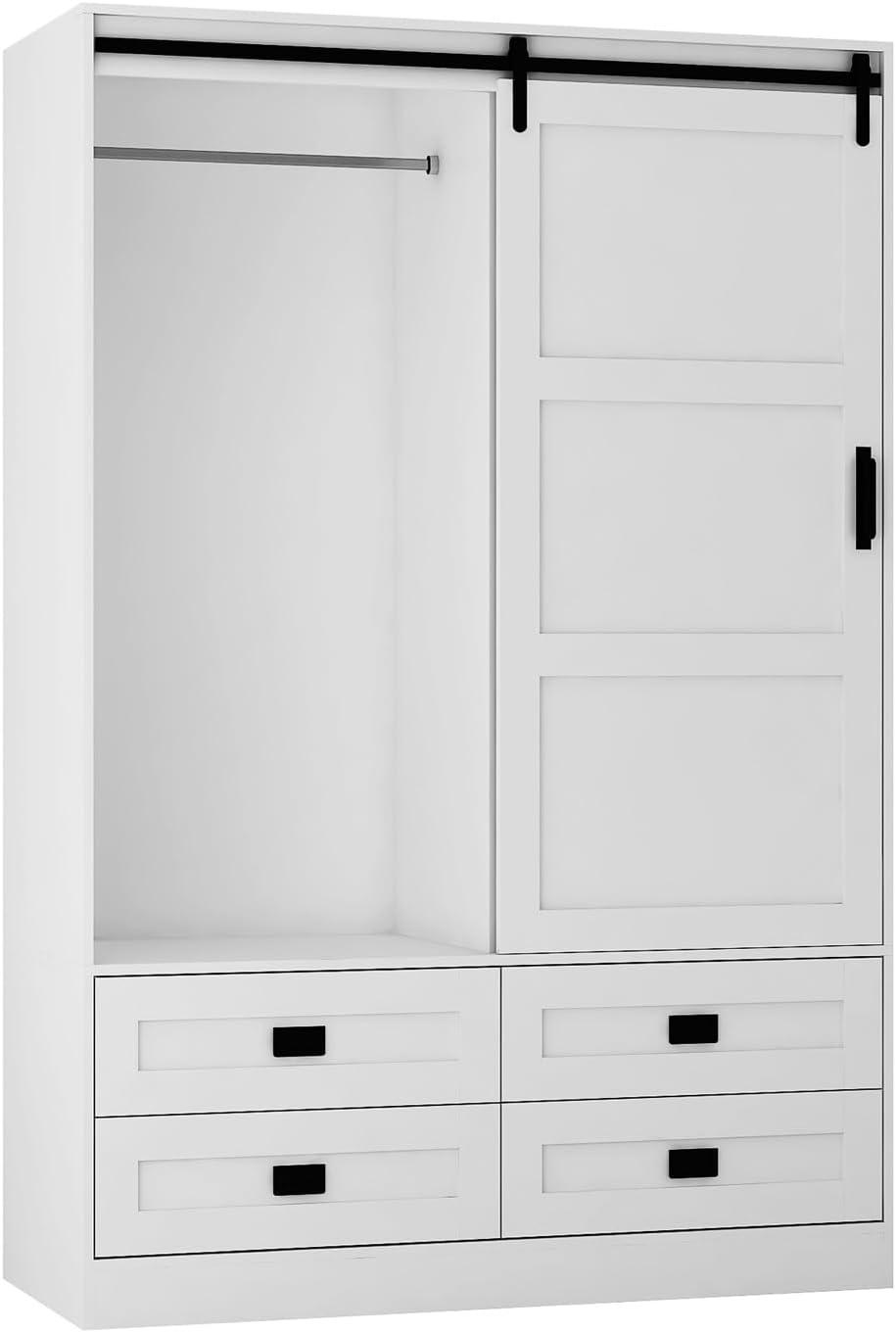 How We Loved Organizing with the White Sliding Barn Door Armoire