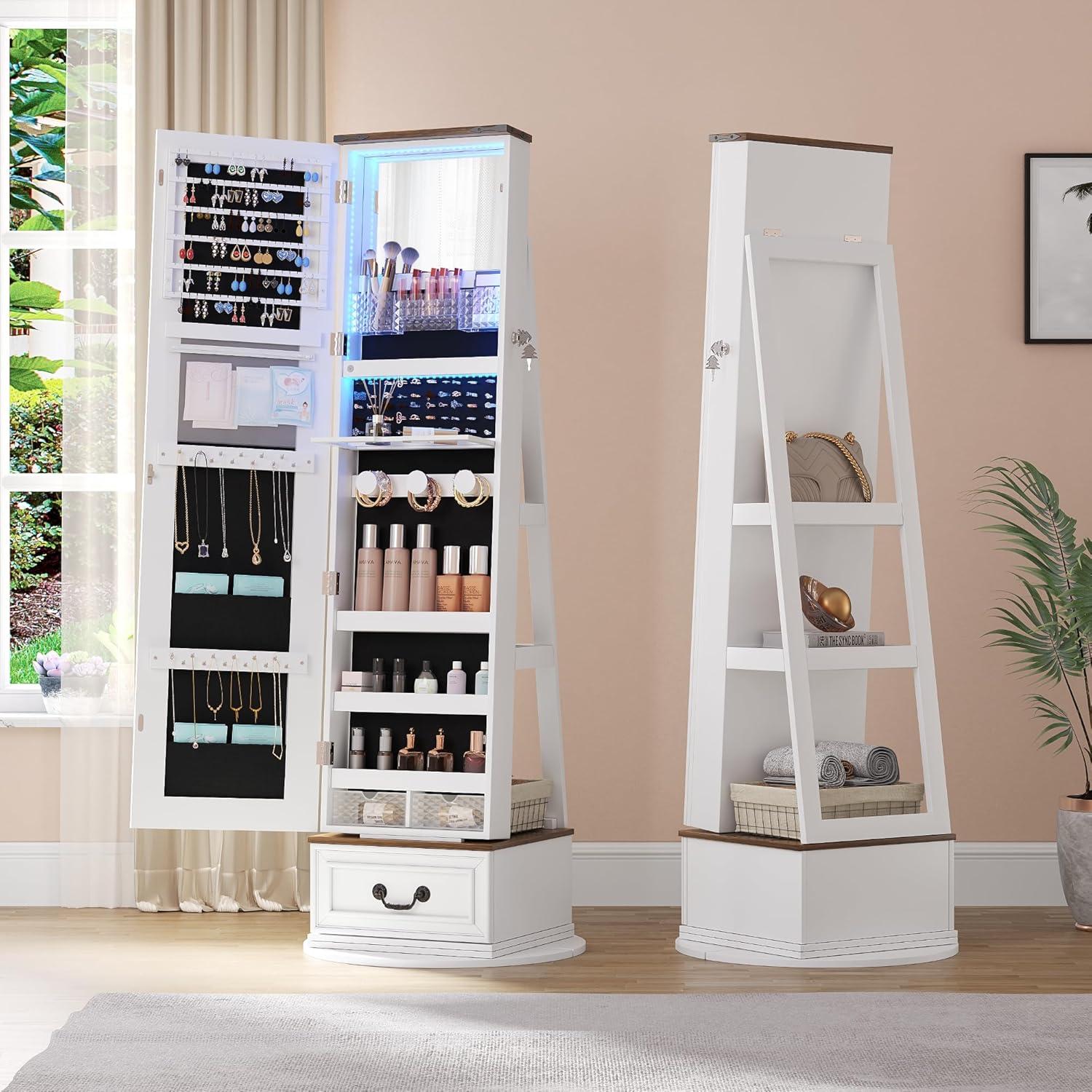 Our Take on the 360° Swivel Jewelry Organizer with Mirror & Lights