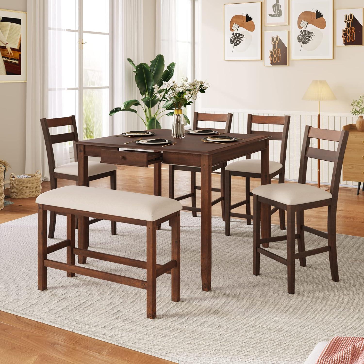Our Take on the Compact Walnut Dining Set for Six Seats