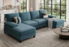 Our Honest Take on the SUNLEI 106″ U-Shaped Peacock Blue Sofa