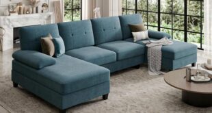Our Honest Take on the SUNLEI 106″ U-Shaped Peacock Blue Sofa