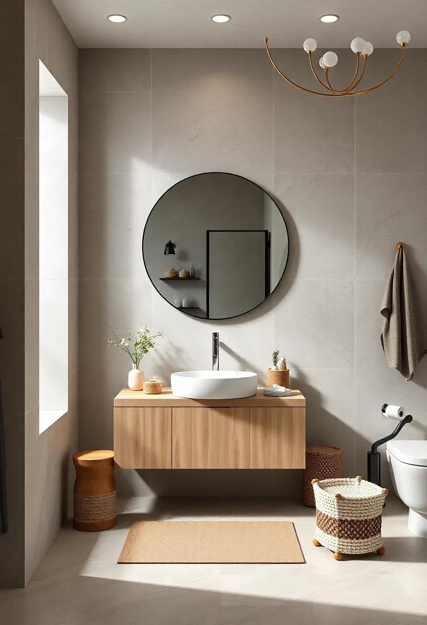 23 Stylish Scandinavian Bathroom Ideas Featuring Chic Round Mirrors for Every Space