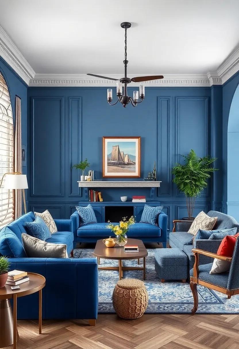 24 Timeless Classic Blue Living Room Ideas Infused with Vintage Charm and Style