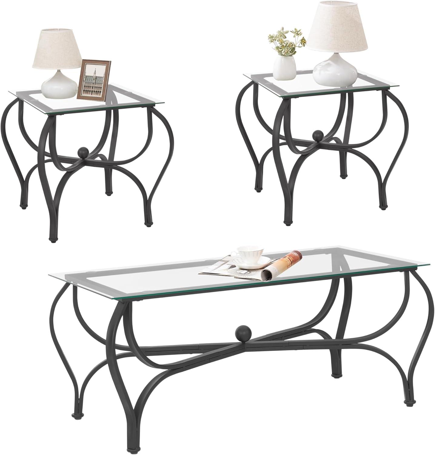 How We Loved the Sleek 3-Piece Glass Coffee Table Set
