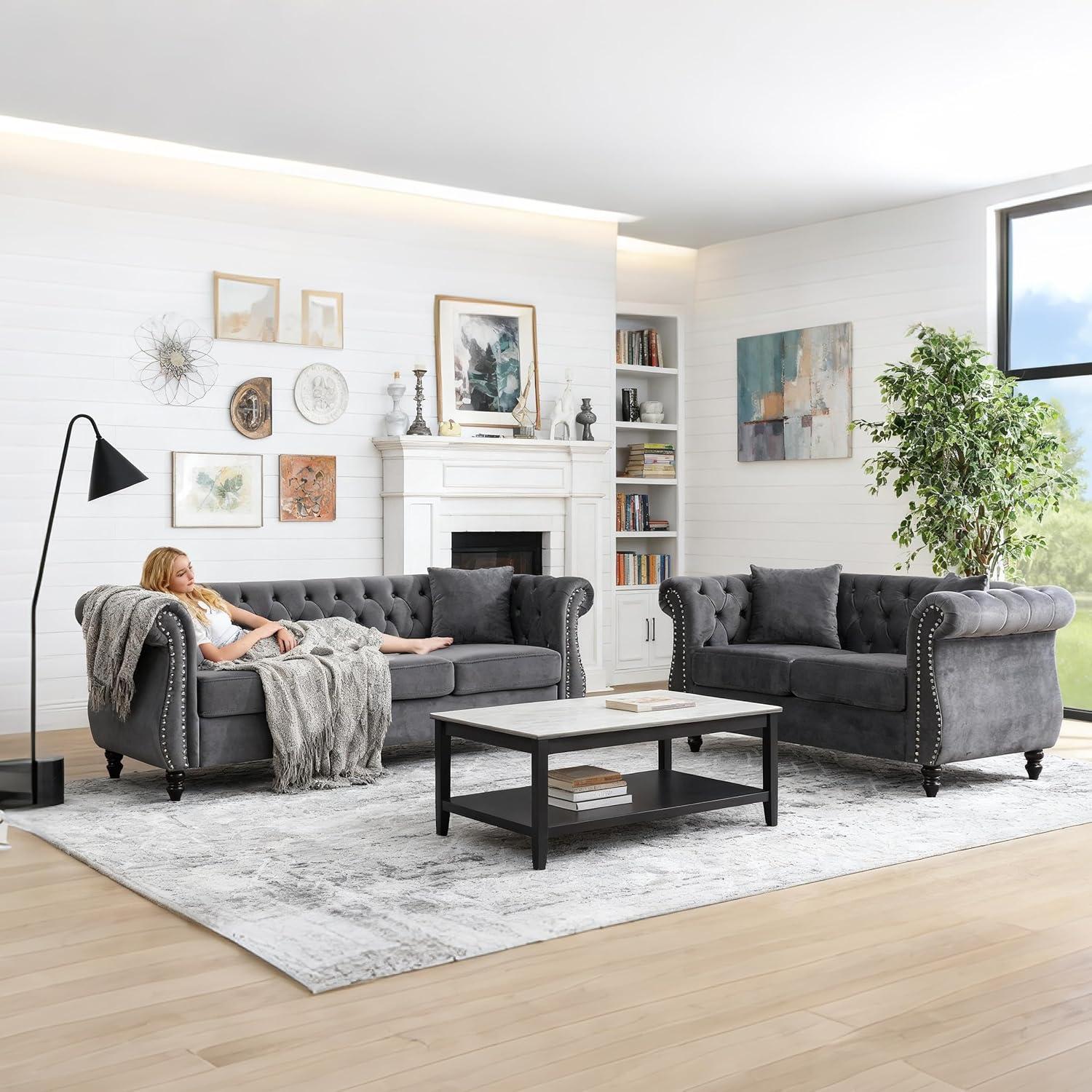 Our Honest Take on the Classic Chesterfield Velvet Sofa Set