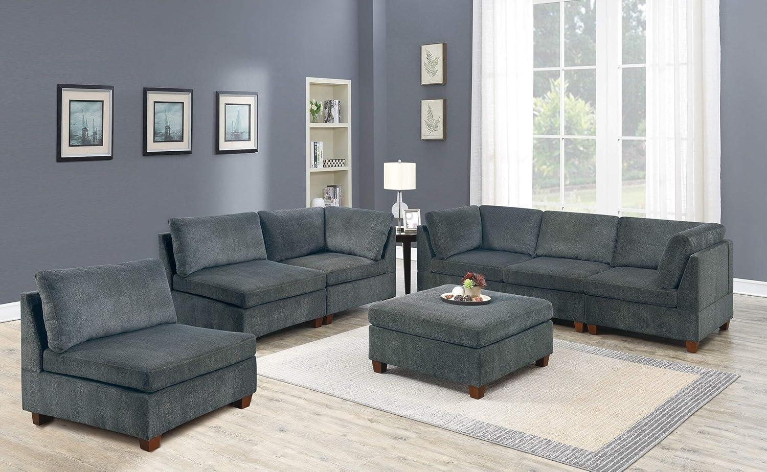 Our Take on the Gray Chenille 7-Piece Modular Sectional Sofa Set