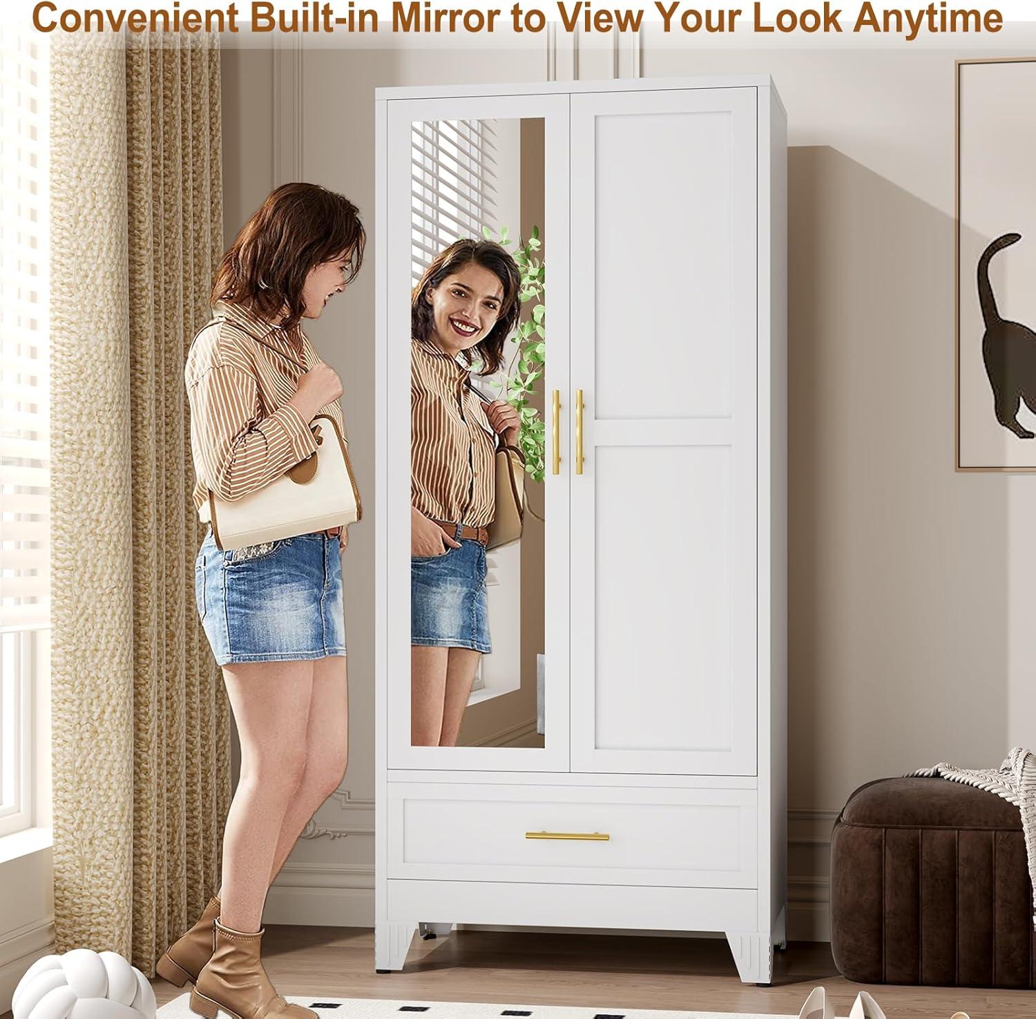 Our take on the Sturdy Metal Armoire⁣ with Mirror &⁣ Storage