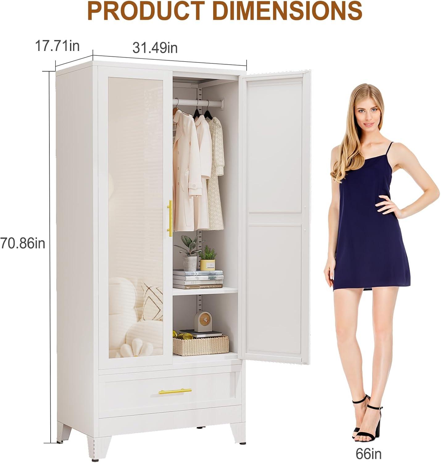 Our Take ‍on the Sturdy Metal Armoire with Mirror & Storage