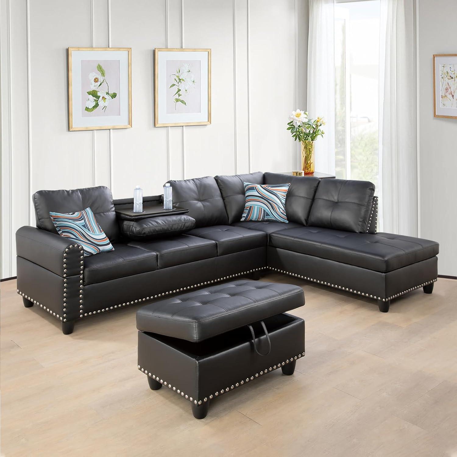 Our Honest Take on the Leather ⁢Sectional Sofa with Storage & Cup Holders